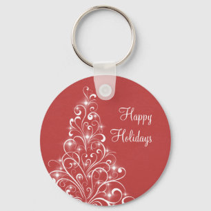 Sparkly Holiday Tree Sleutelhanger, rood Sleutelhanger