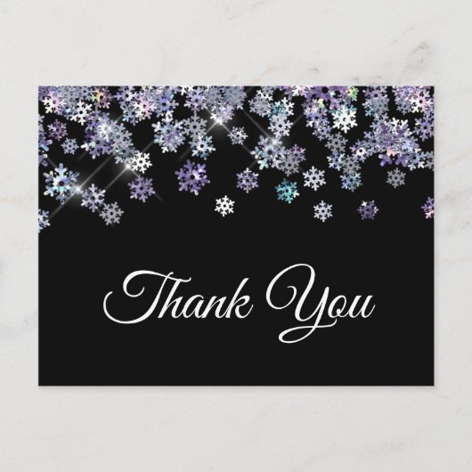 Sparkly Holografische Sneeuwvlokken Dank u Briefkaart (Voorkant)