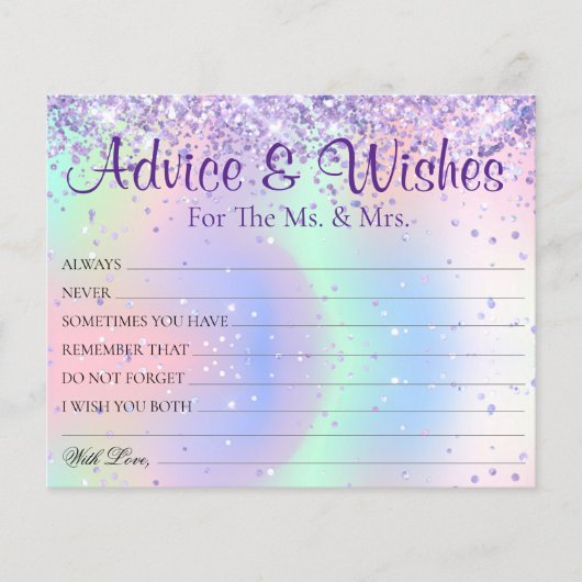 Sparkly Holographic Mariage Conseils Wings Cartes (Devant)