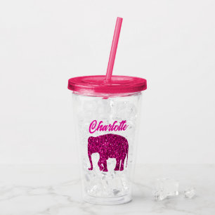 Sparkly hot pink Elephant faux sparkle aangepaste  Acryl Drinkbeker