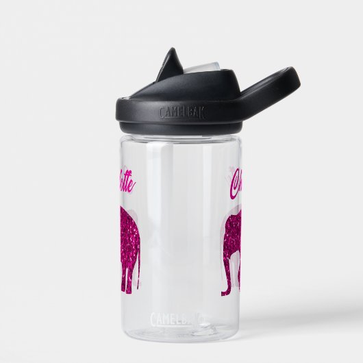 Sparkly hot pink Elephant faux sparkle aangepaste  Waterfles (Links)