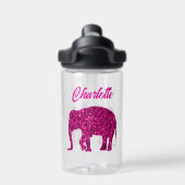 Sparkly hot pink Elephant faux sparkle aangepaste  Waterfles (Achterkant)