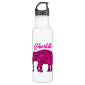 Sparkly hot pink Elephant faux sparkle aangepaste  Waterfles (Voorkant)