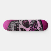 Sparkly Hot Pink Glitter Sugar Skull Design Skateboard (Horizontaal)