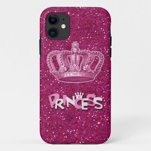 Sparkly Hot Pink Princess Glitter &  Crown Case-Mate iPhone Case (Achterkant)