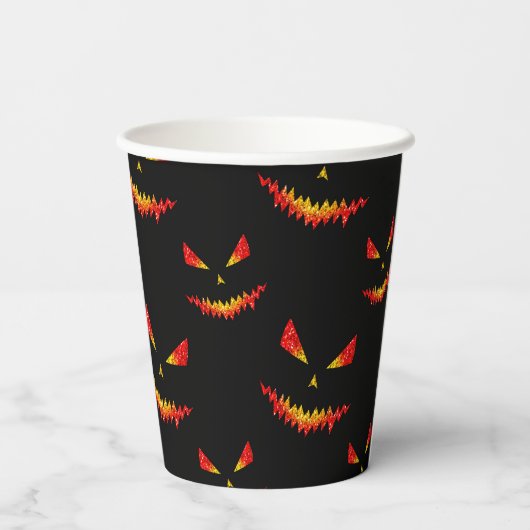 Sparkly Jack O'Lantern face Halloween patroon Papieren Bekers (Achterkant)