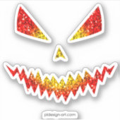 Sparkly Jack O'Lantern face Halloween Sticker (Voorkant)