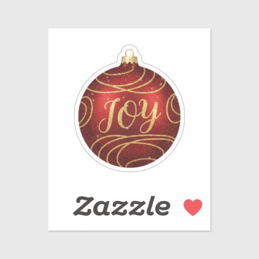Sparkly JOY Christmas Ornament Holiday Message Sticker (Vel)