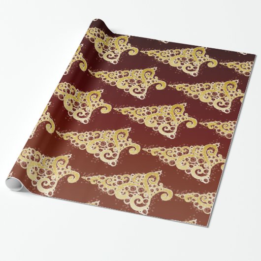 Sparkly kerstboom cadeaupapier (Uitgerold)