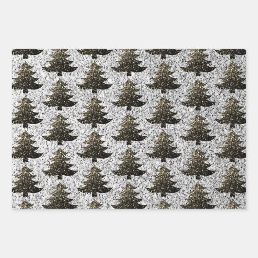 Sparkly Kerstboom goud zilveren patroon Inpakpapier Vel (Voorkant 2)