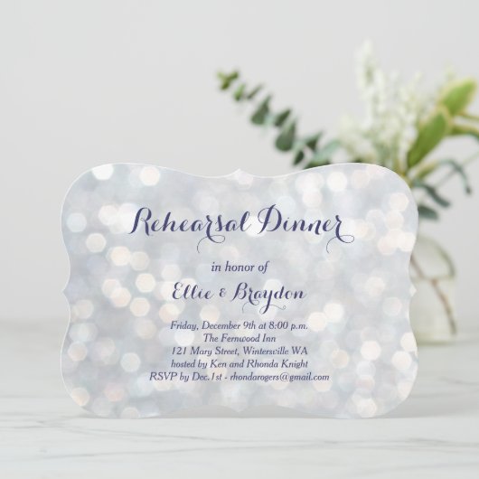 Sparkly Lights Rehearsal Dinner Invitation Kaart (Staand voorkant)