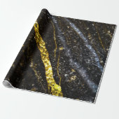 Sparkly lijn goud zwart chic abstract cadeaupapier (Uitgerold)