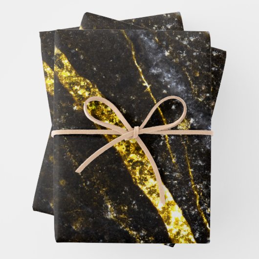 Sparkly lijn goud zwart chic abstract inpakpapier vel (In situ)