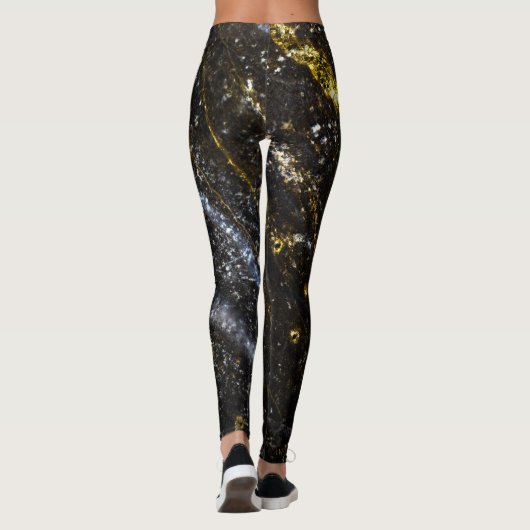 Sparkly lijn goud zwart chic abstract leggings (Achterkant)