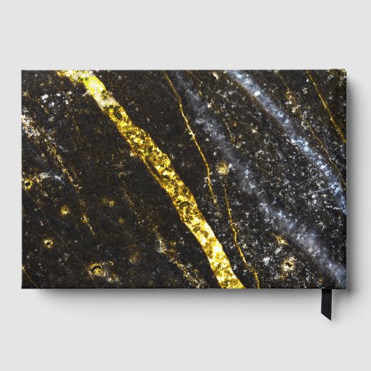 Sparkly lijn goud zwart chic abstract Monogram Gastenboek (Achterkant)