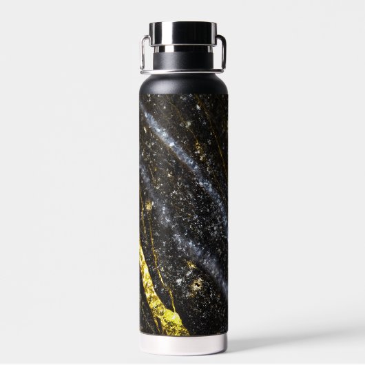 Sparkly lijn goud zwart chic abstract Monogram Waterfles (Achterkant)