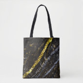 Sparkly line gouden zwart chique abstract Jouw naa Draagtas (Voorkant)