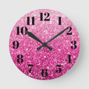 Sparkly Luxury Pink Ombre Ronde Klok