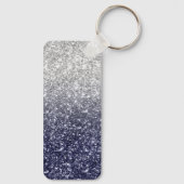 Sparkly Luxury Silver Navy Ombre Glitter Sleutelhanger (Achterkant)