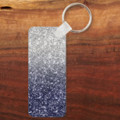 Sparkly Luxury Silver Navy Ombre Glitter Sleutelhanger (Achterkant)