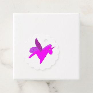 Sparkly magenta unicorn glitter pegasus bedankjes labels