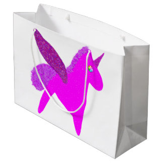 Sparkly magenta unicorn glitter pegasus groot cadeauzakje