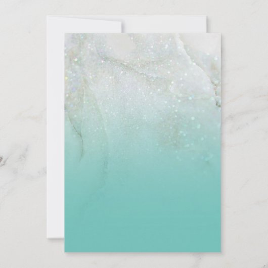 Sparkly Marble Blauwgroen Ombre sparen de Datum Kaart (Achterkant)