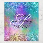 Sparkly Mermaid Glitter Folie 50th Birthday Wijn Etiket (Enkel label)