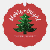 Sparkly Merry heldere kerstboom Aangepaste naam Ornament Kaart (Voorkant)
