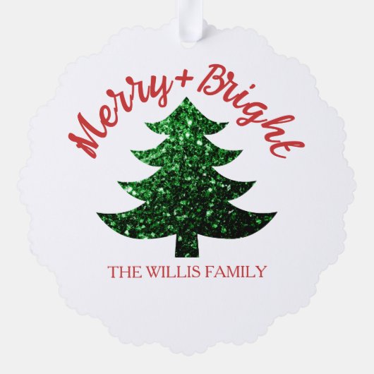 Sparkly Merry heldere kerstboom Aangepaste naam Ornament Kaart (Achterkant)