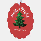 Sparkly Merry heldere kerstboom Aangepaste naam Ornament Kaart (Links)