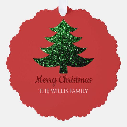 Sparkly Merry heldere kerstboom Aangepaste naam Ornament Kaart (Voorkant)