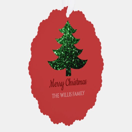 Sparkly Merry heldere kerstboom Aangepaste naam Ornament Kaart (Rechts)