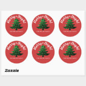 Sparkly Merry heldere kerstboom Aangepaste naam Ronde Sticker (Vel)
