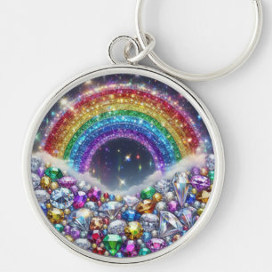 Sparkly, met juwelen versierde regenboog sleutelhanger