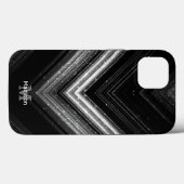 Sparkly metal Silver Black Melkweg Chevron Monogra Case-Mate iPhone Case (Achterkant (horizontaal))
