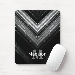 Sparkly metal Silver Black Melkweg Chevron Monogra Muismat