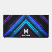 Sparkly metallic blue paarse chevron Monogram Bureaumat (Voorkant)