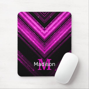 Sparkly metallic hot roze magenta chevron Monogram Muismat