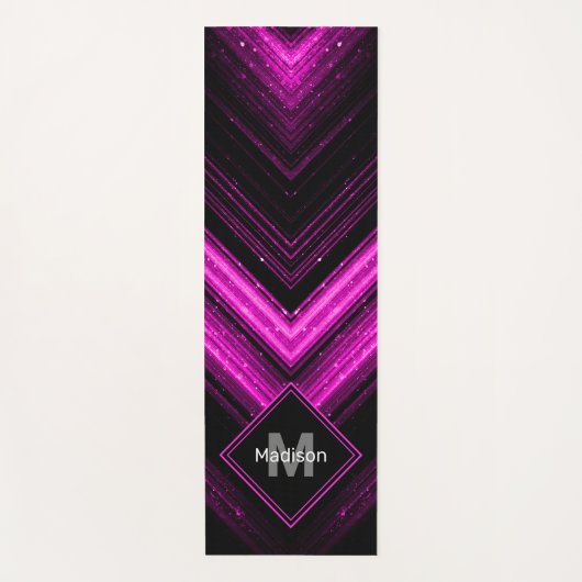 Sparkly metallic hot roze magenta chevron Monogram Yogamat (Voorkant)