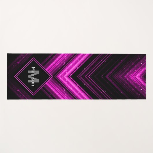 Sparkly metallic hot roze magenta chevron Monogram Yogamat (Voorkant (horizontaal))