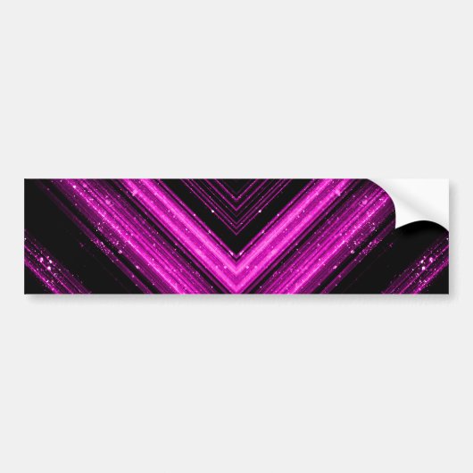 Sparkly metallic hot roze magenta zwarte chevron bumpersticker (Voorkant)