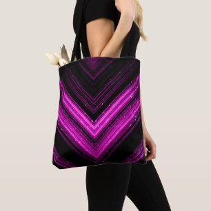 Sparkly metallic hot roze magenta zwarte chevron draagtas
