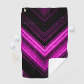 Sparkly metallic hot roze magenta zwarte chevron golfhanddoek (Insitu)