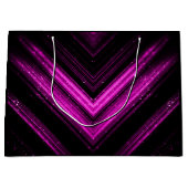 Sparkly metallic hot roze magenta zwarte chevron groot cadeauzakje (Voorkant)