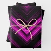 Sparkly metallic hot roze magenta zwarte chevron inpakpapier vel (In situ)