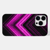 Sparkly metallic hot roze magenta zwarte chevron iPhone hoesje (Achterkant horizontaal)