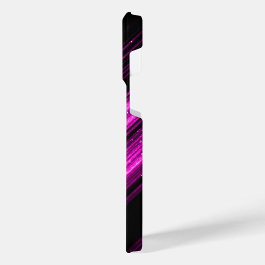 Sparkly metallic hot roze magenta zwarte chevron iPhone hoesje (Linkerkant)