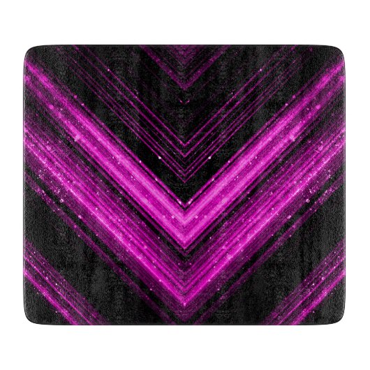 Sparkly metallic hot roze magenta zwarte chevron snijplank (Voorkant)
