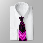Sparkly metallic hot roze magenta zwarte chevron stropdas (Gebonden)